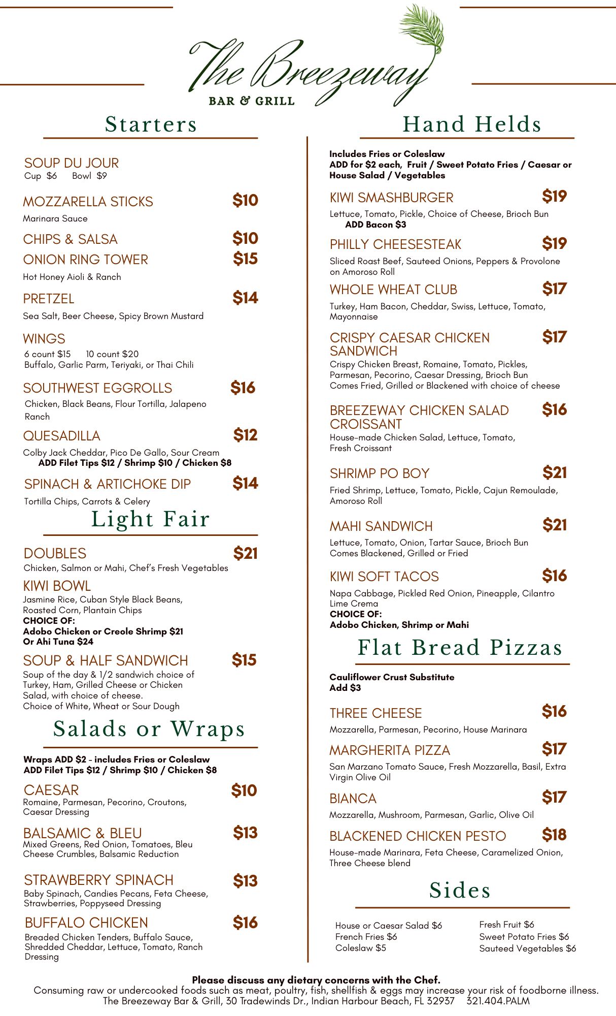 Breezeway Menu Page 1